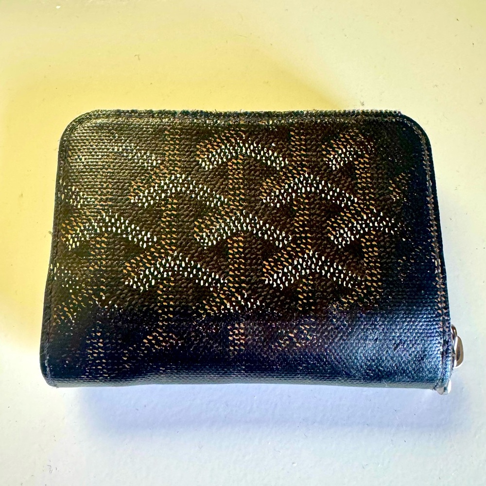 Goyard Black and Brown Zip Card Wallet